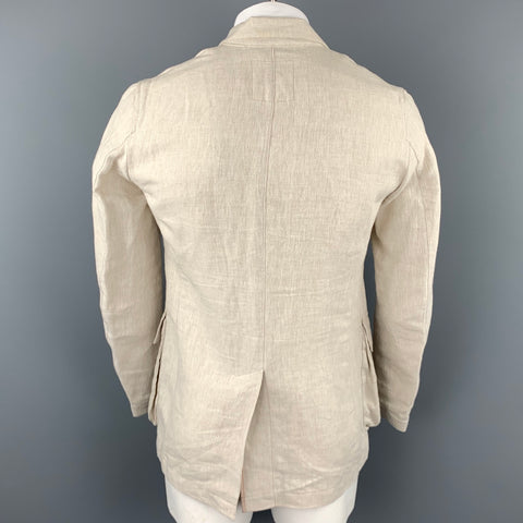 PRIVATE WHITE Size 40 Beige Linen Notch Lapel Sport Coat