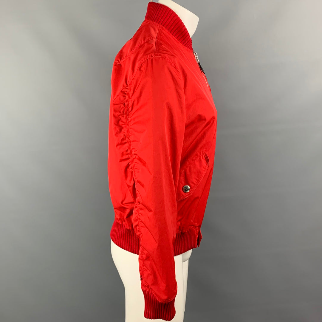 GIVENCHY Size 40 Red Polyester / Cotton Zip Up Bomber Jacket
