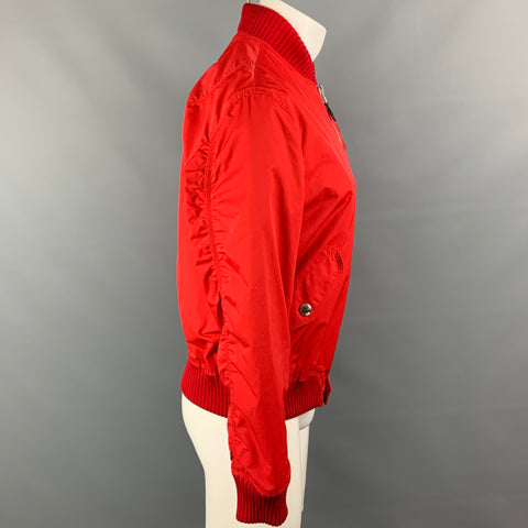 GIVENCHY Size 40 Red Polyester / Cotton Zip Up Bomber Jacket