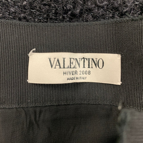 VALENTINO Talla 8 Falda plisada de mezcla de mohair negra
