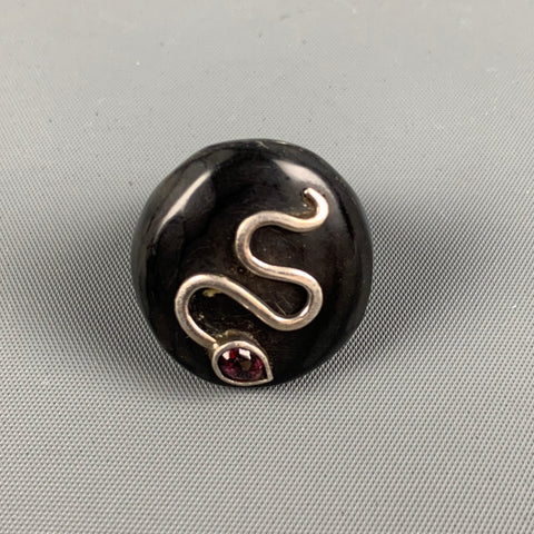 HENRY BEGUELIN Black Silver Horn Snake Ring
