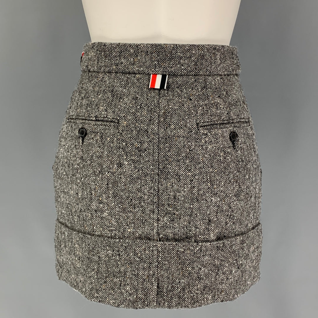 THOM BROWNE Size 0 Grey Merino Wool Mohair Mini Skirt