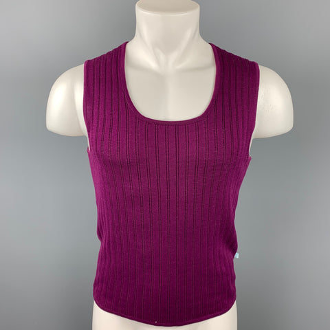 J. LINDEBERG Size S Magenta Knitted Cotton Sweater Vest