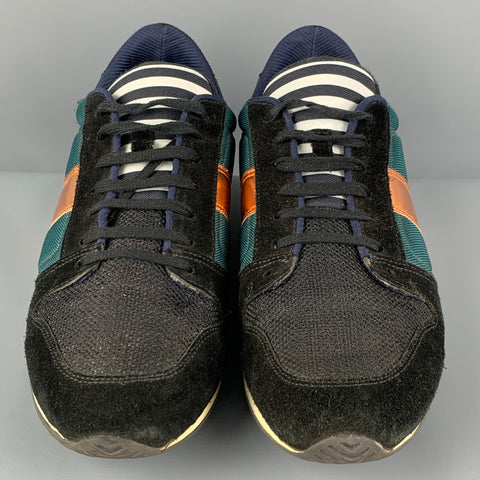 AMI by ALEXANDRE MATTIUSSI Size 11 Black Green Color Block Nylon Sneakers