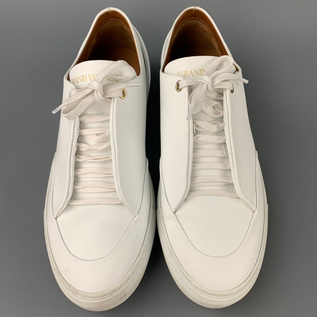 GRAND VOYAGE Size 8.5 White Leather Lace Up Sneakers