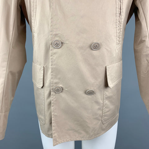 WOOLRICH Size S Tan Cotton Blend Pointed Collar Double Breasted Jacket