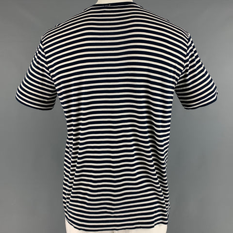 RALPH LAUREN Size XL Navy White Stripe Cotton Crew-Neck T-shirt