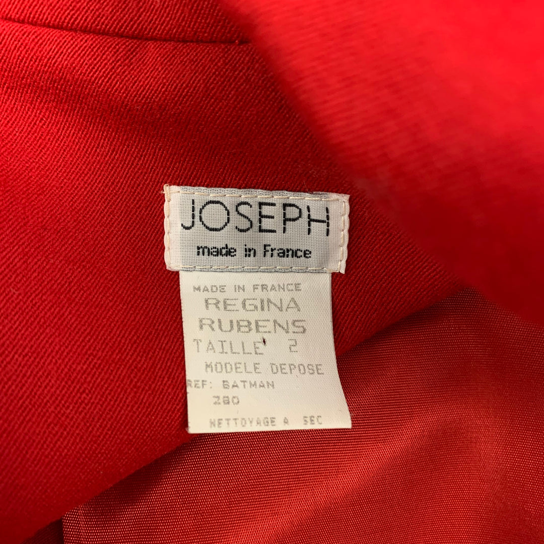 JOSEPH Size 2 Red Wool Peak Lapel Double Breasted Coat
