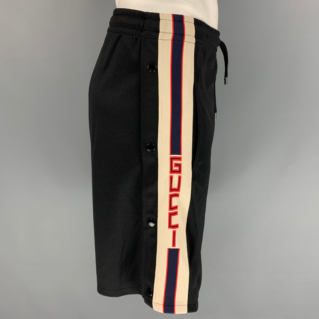 GUCCI Size L Black Polyester / Cotton Elastic Waistband Shorts