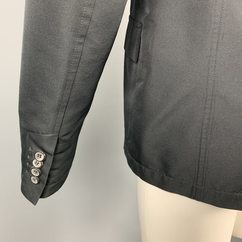 LANVIN Size 38 Black Polyester / Wool Notch Lapel Sport Coat
