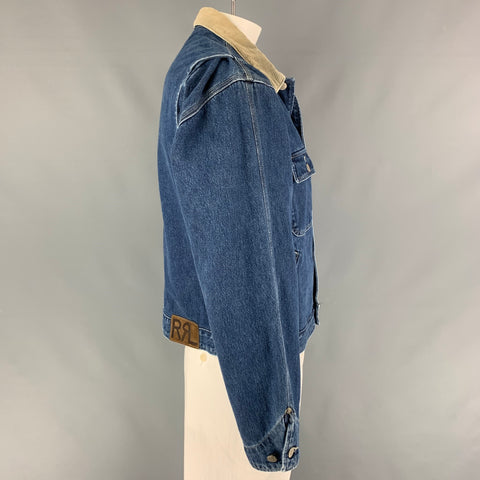 RRL by RALPH LAUREN Chaqueta trucker de algodón azul topo talla L