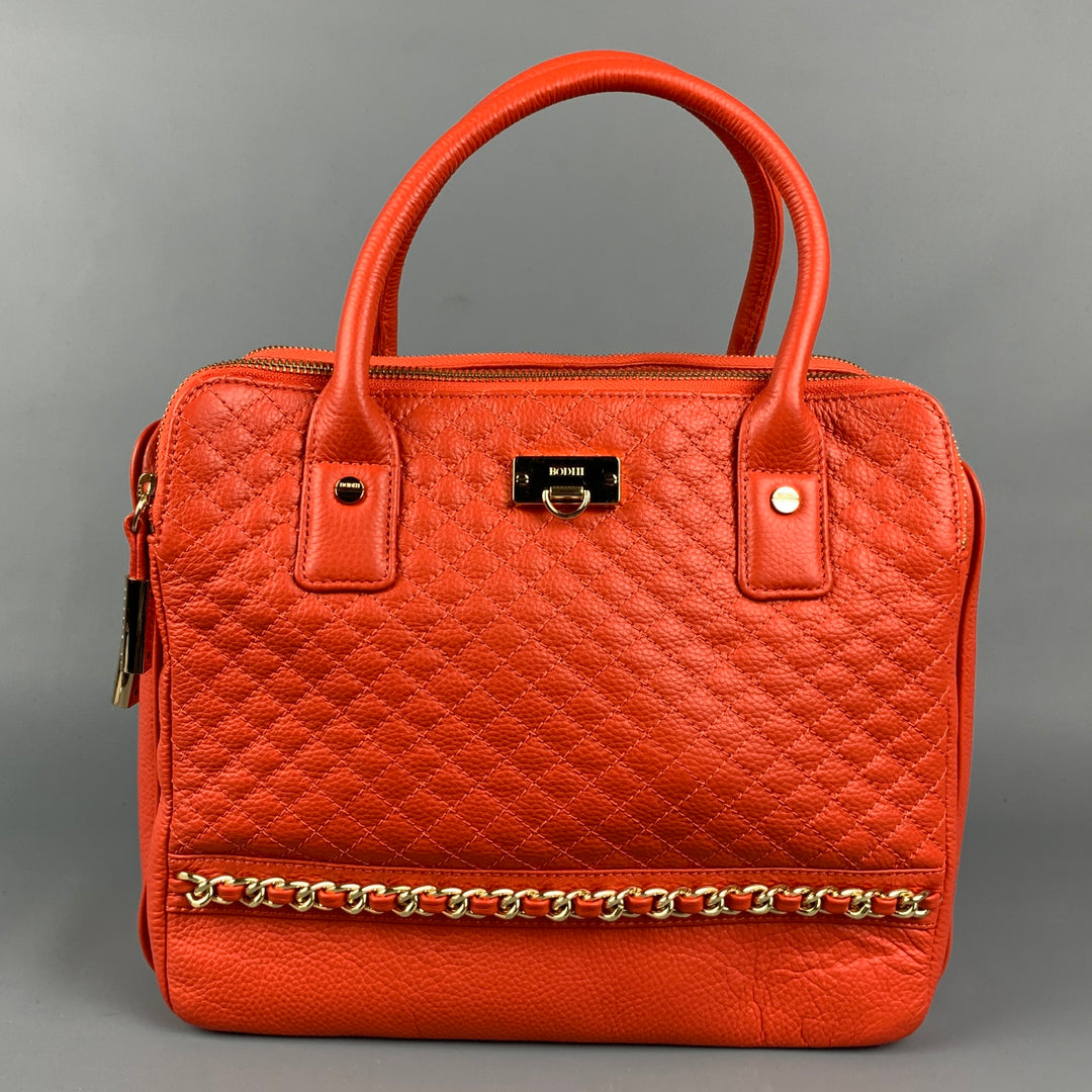 BODHI Red & Gold Quilted Leather Tote Handbag