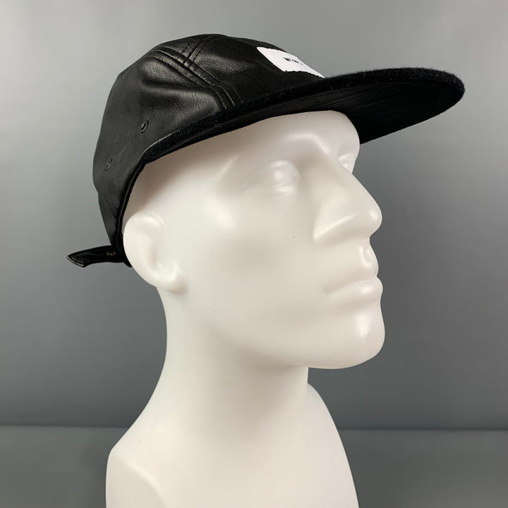 WTAPS Black Mixed Fabrics Faux Leather Wool Nylon Hat