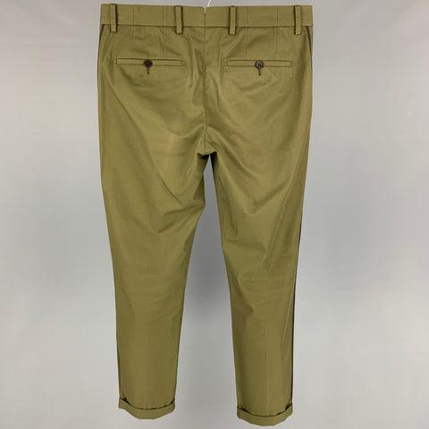 LANVIN Size 30 Olive Cotton Flat Front Casual Pants