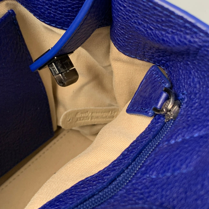 AKRIS Ai Little Cuervo Blue Leather Pebble Grain Shoulder Bag