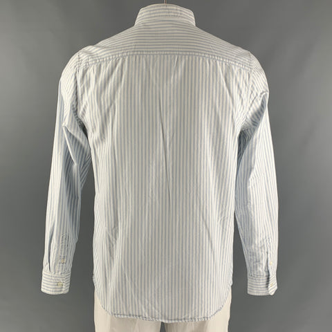 Camisa de manga larga con botones de algodón a rayas azul claro blanca talla XL de APC