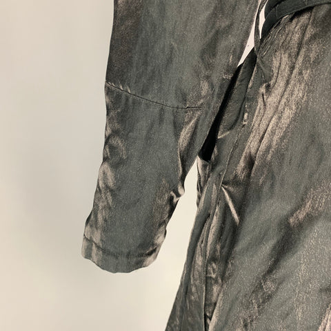 RALPH LAUREN Black Label Taille 12 Manteau ceinturé brillant en soie de coton noir
