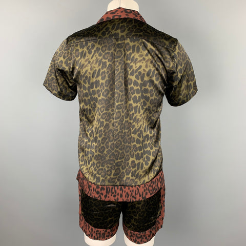 SHADES OF GREY by MICAH COHEN Size S Olive Animal Print Polyester Two Piece Set