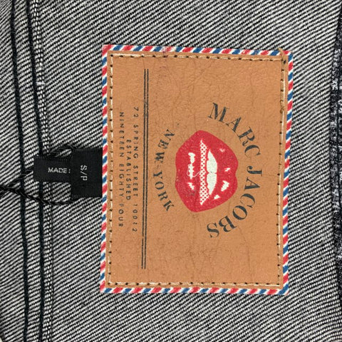 MARC JACOBS Chaqueta corta con adornos de cristal y encaje vaquero blanco y negro talla S