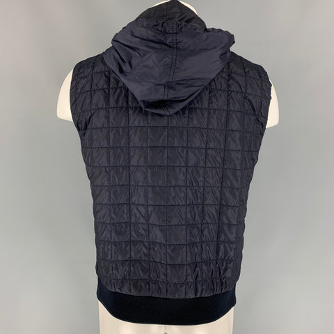 DOLCE & GABBANA Size 40 Midnight Blue Quilted Nylon Zip Up Vest
