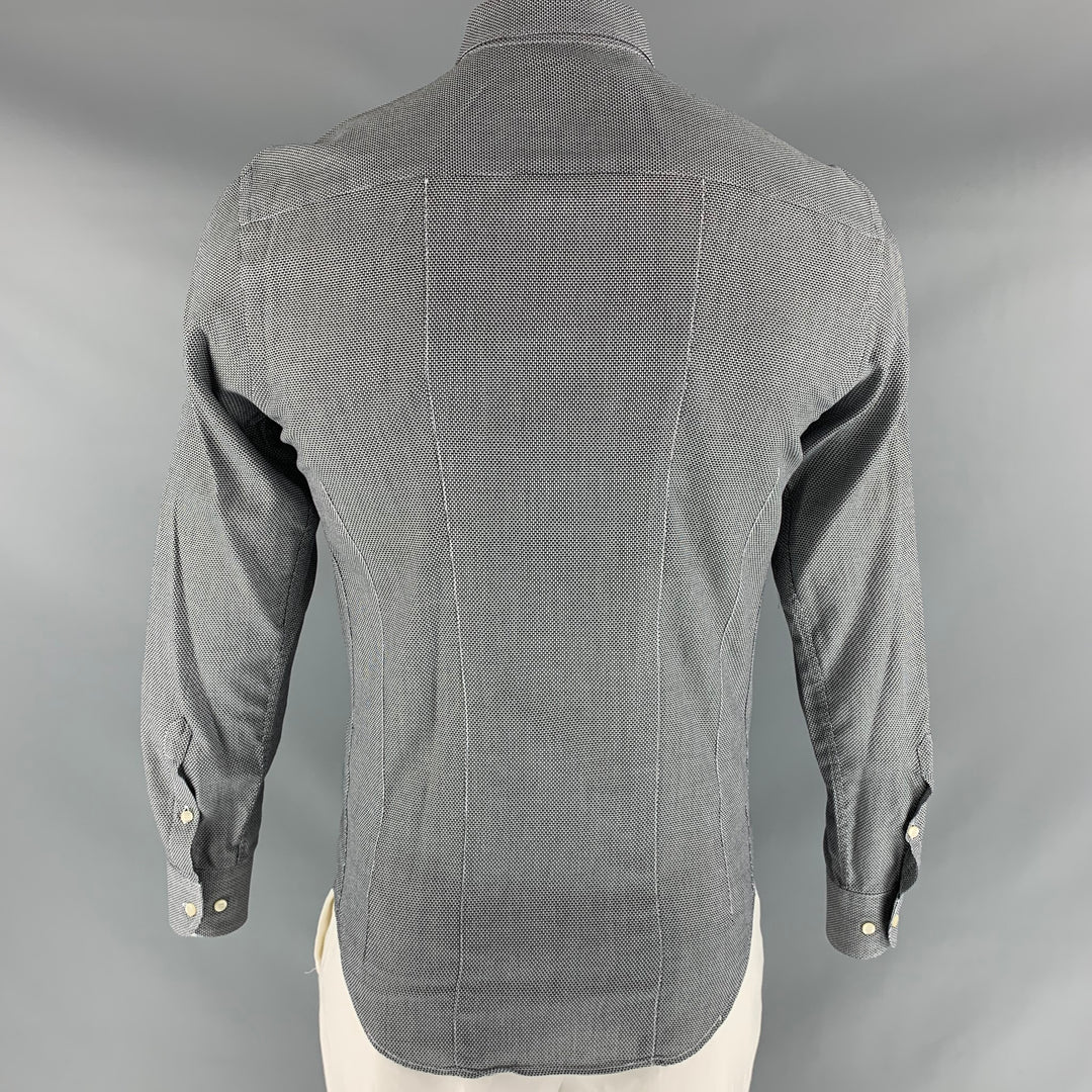 EMPORIO ARMANI Size L Black & White Cotton Button Down Long Sleeve Shirt