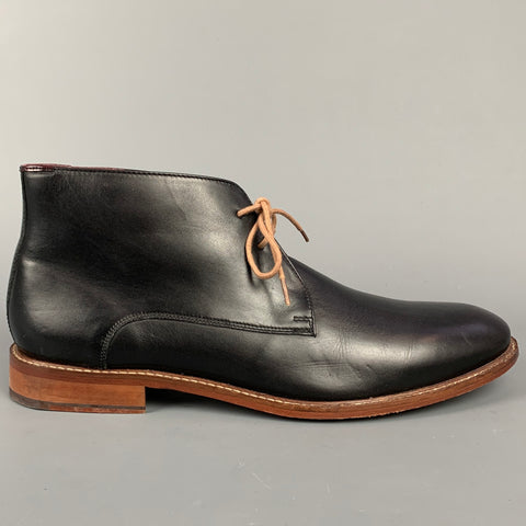 TED BAKER Size 12 Black Leather Lace Up Chukka Boots