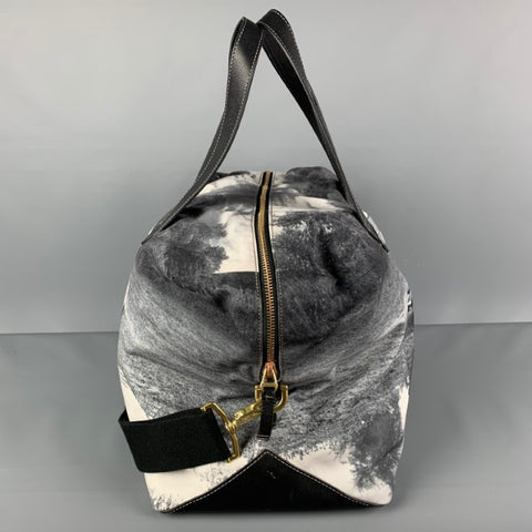 PAUL SMITH Black White Print Canvas Carry-On Bag