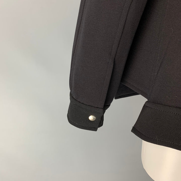 DEREK LAM Size 4 Black Acrylic Blend High Collar Coat