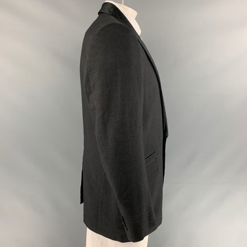 THEORY Size 44 Black Wool / Linen Shawl Collar Sport Coat