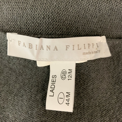FABIANA FILIPPI Taille M Cardigan gris ouvert en daim olive clouté sur le devant