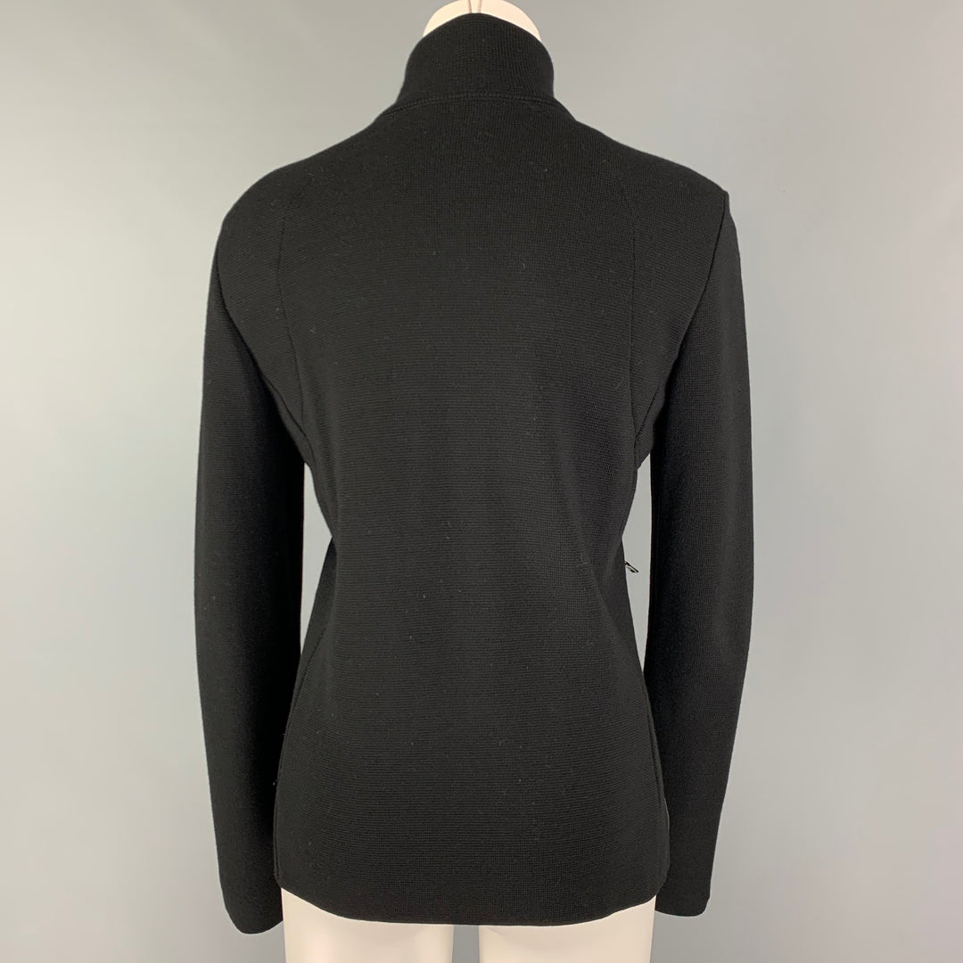 PRADA Taille M Veste zippée en laine noire tricotée