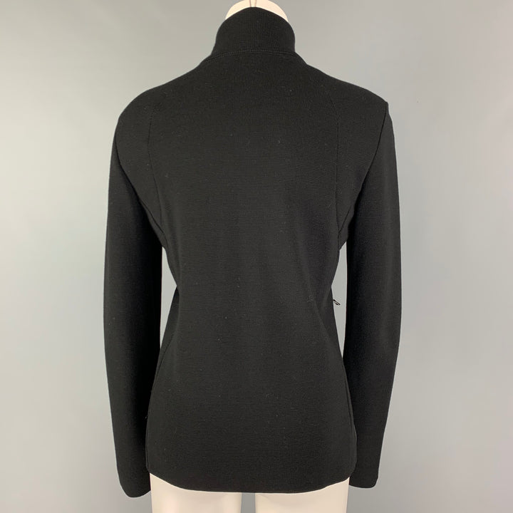 PRADA Taille M Veste zippée en laine noire tricotée