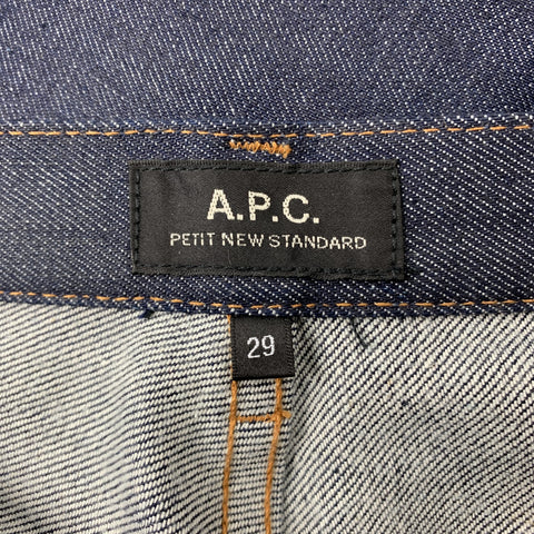 Jean à braguette boutonnée en denim à surpiqûres contrastées indigo taille 29 APC