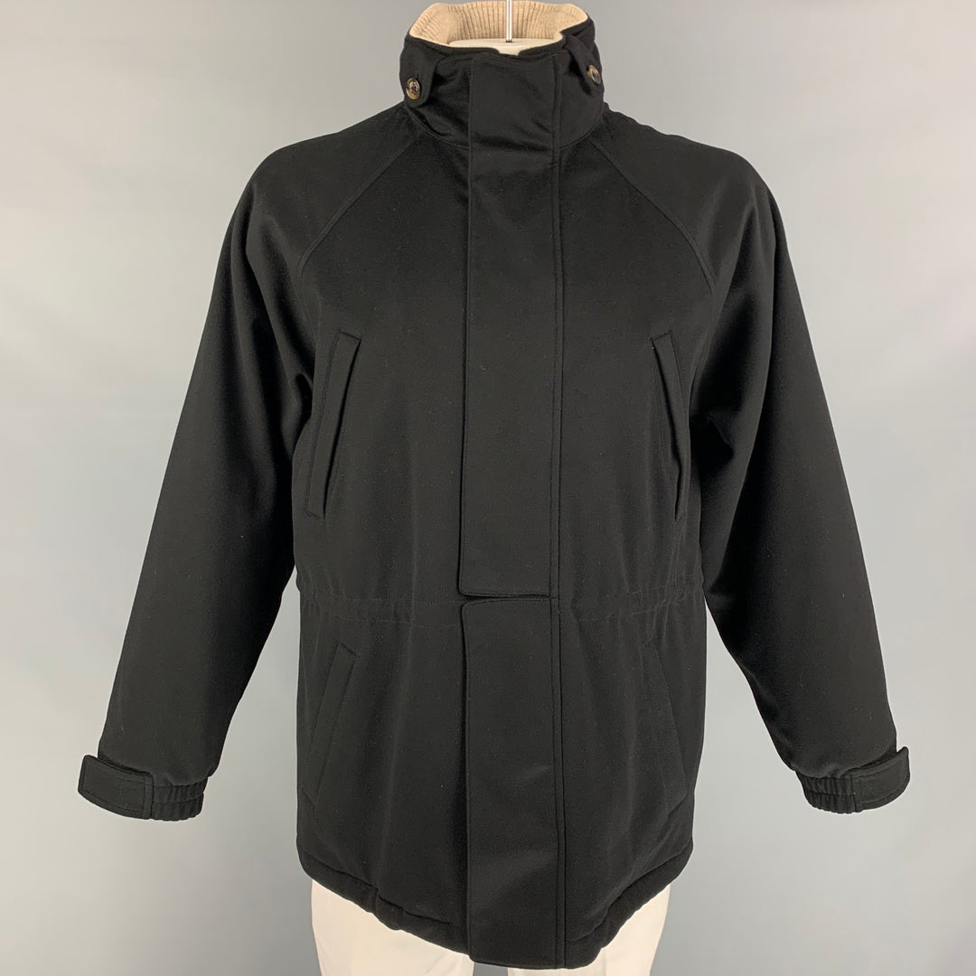 LORO PIANA Size M Black Quilted Cashmere Icer Jacket