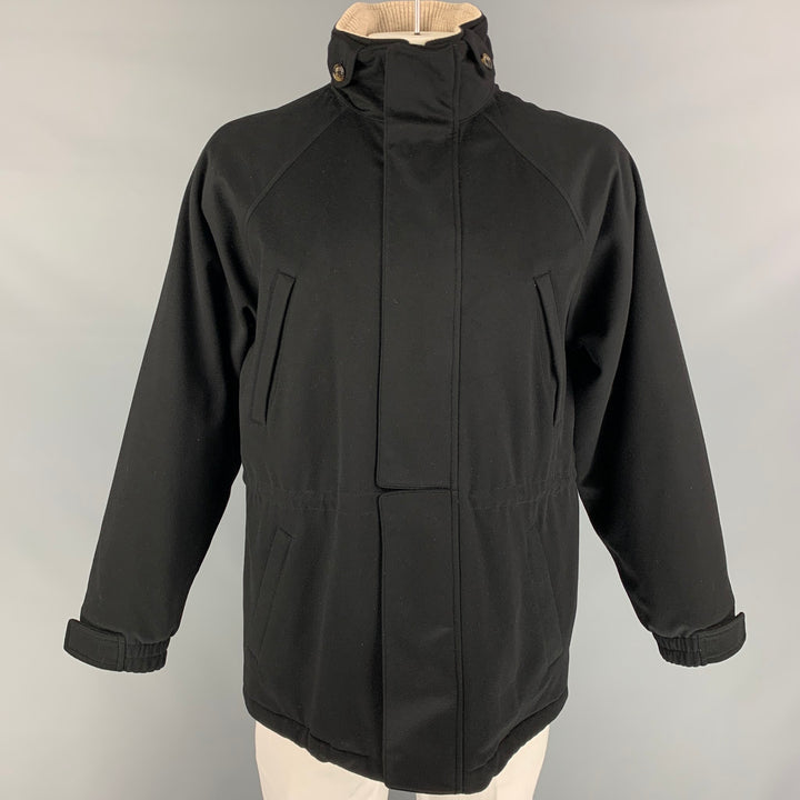 LORO PIANA Size M Black Quilted Cashmere Icer Jacket