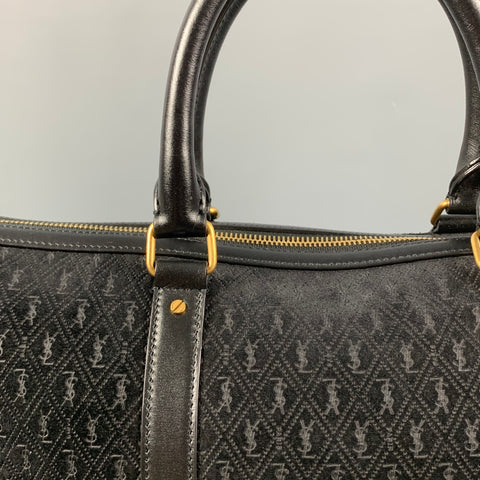 SAINT LAURENT Sac à main fourre-tout en cuir suédé monogramme noir