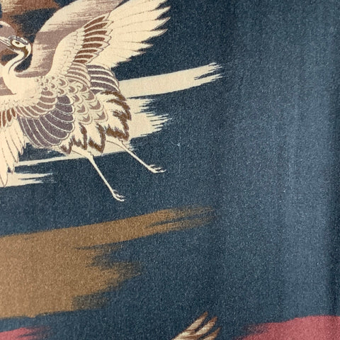 PAIGE Size M Navy Multi-Color Birds Rayon Short Sleeve Shirt