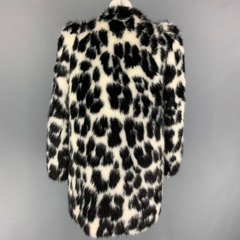 MARC JACOBS Talla M Abrigo sin cuello con estampado animal en mezcla de modacrílica y blanco negro