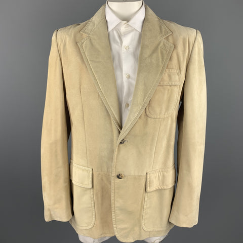 YVES SAINT LAURENT Rive Gauche Size 42 Natural Suede Notch Lapel Jacket