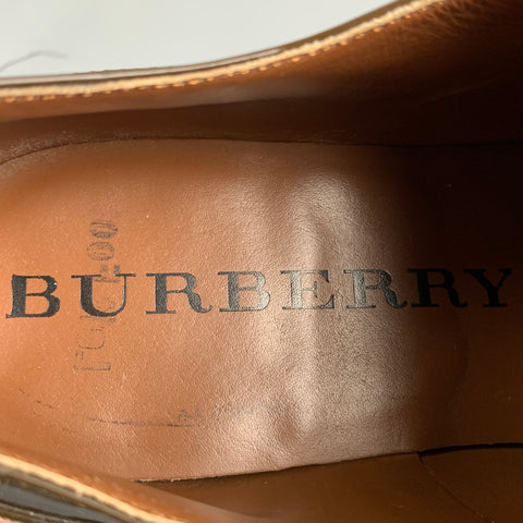 BURBERRY Size 9 Brown Patent Leather Kiltie Lace Up Shoes