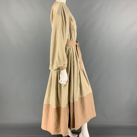 JULIA & RENATA Size One Size Taupe Silk Oversized Long Gown Dress