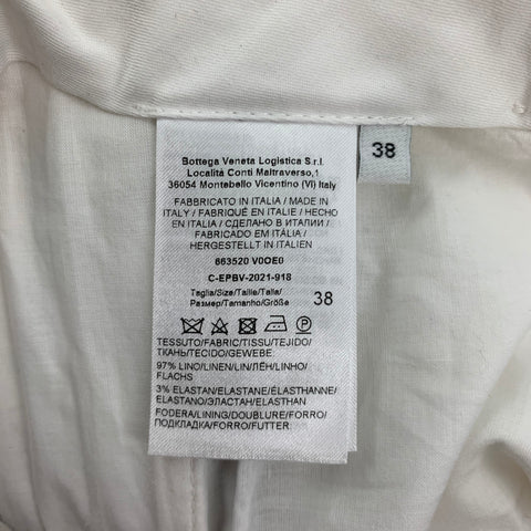 BOTTEGA VENETA Size 2 Cream Linen Wrinkled Wide Leg Dress Pants