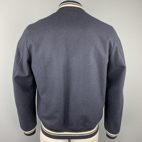 PAUL SMITH JEANS Size L Navy Solid Wool Blend Snaps Jacket