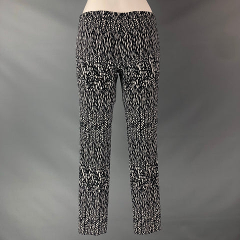 VERSACE COLLECTION Size 4 Black & White Cotton Blend Abstract Casual Pants