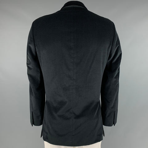ERMENEGILDO ZEGNA Size 44 Black Houndstooth Cotton Silk Sport Coat