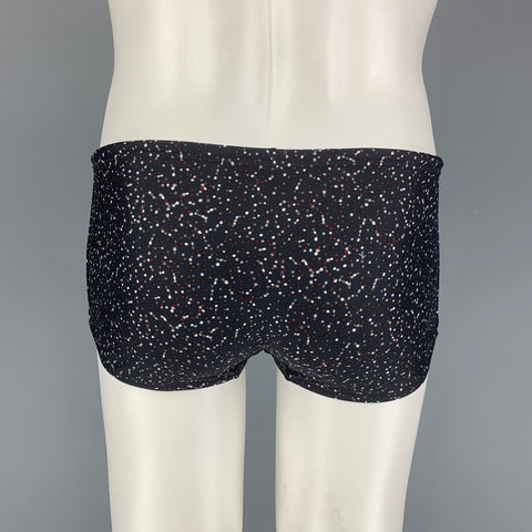 LOUIS VUITTON Size M Black White Print Nylon Drawstring Speedo