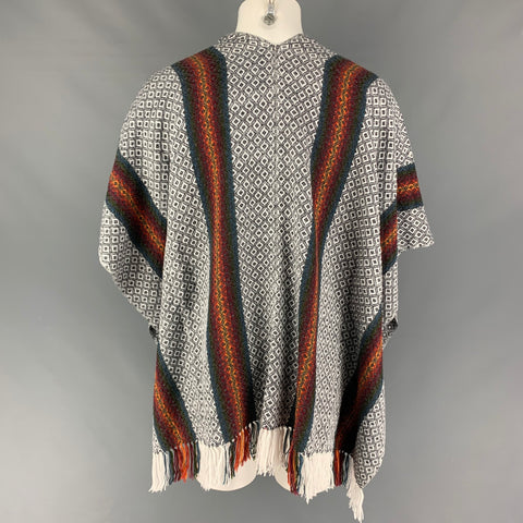 PUNANDINO Multi-Color Knitted Alpaca Fringe Poncho