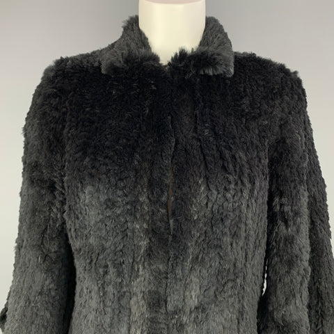 MAXSTUDIO Édition Spéciale Taille S Veste à Crochet et Boucle en Fourrure de Lapin Tricotée Noire