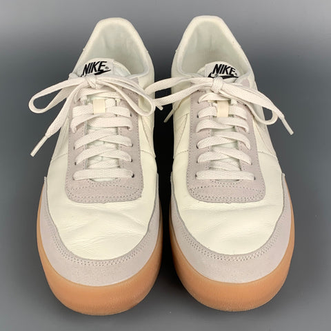 Zapatillas con cordones de cuero blanco y gris claro talla 11,5 NIKE