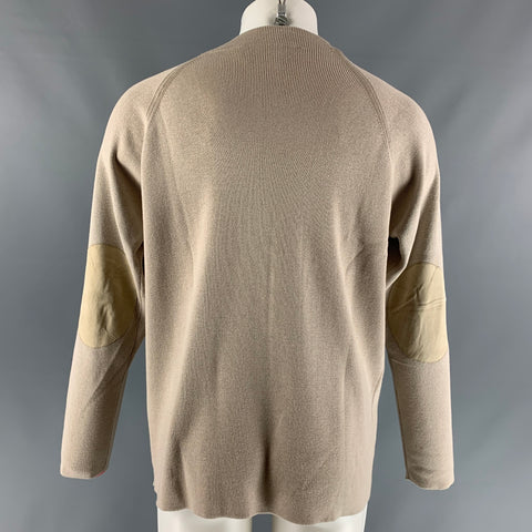SALVATORE FERRAGAMO Size M Oatmeal Knitted Cotton &  Cashmere Jacket